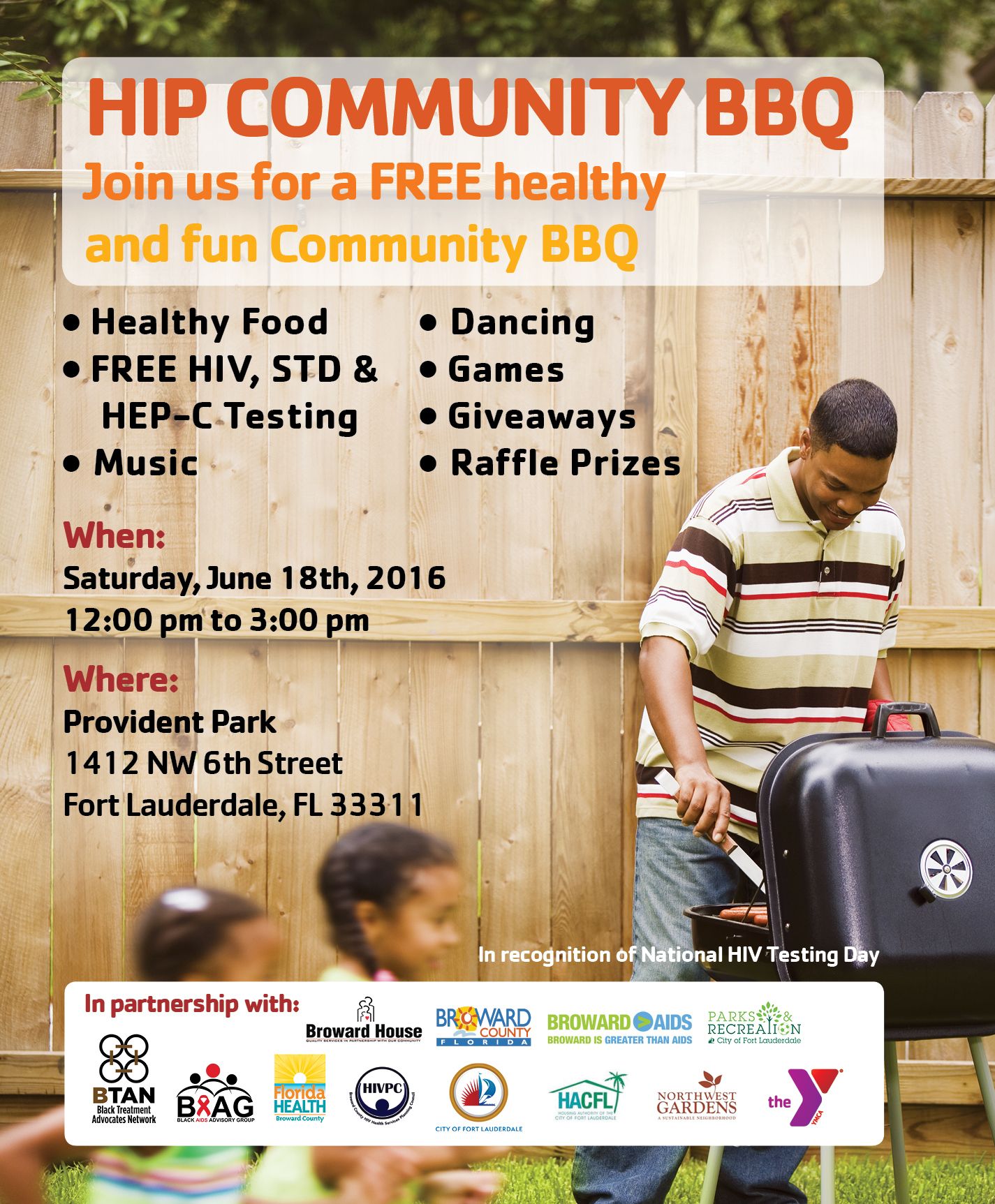 HIP Community BBQ - HIV Event on June 18 at Provident Park, Ft Laud