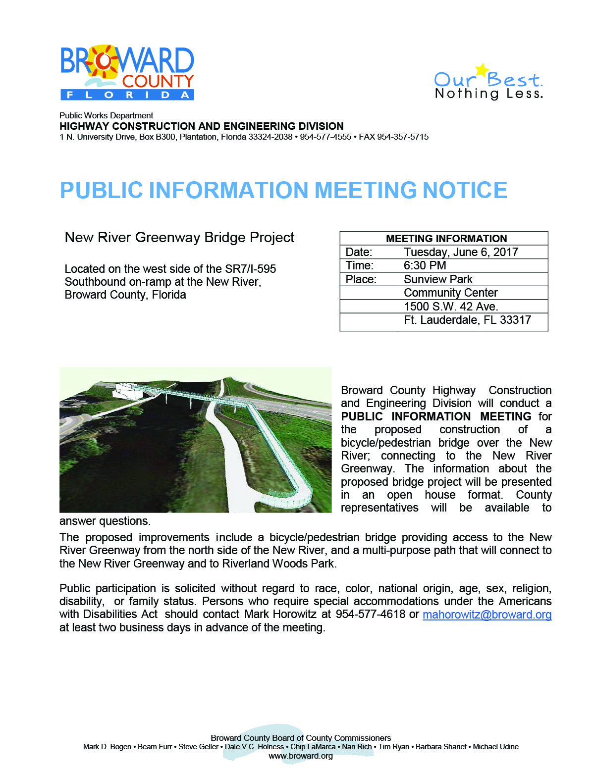 New River Greenway Bridge Public - Notication Flyer