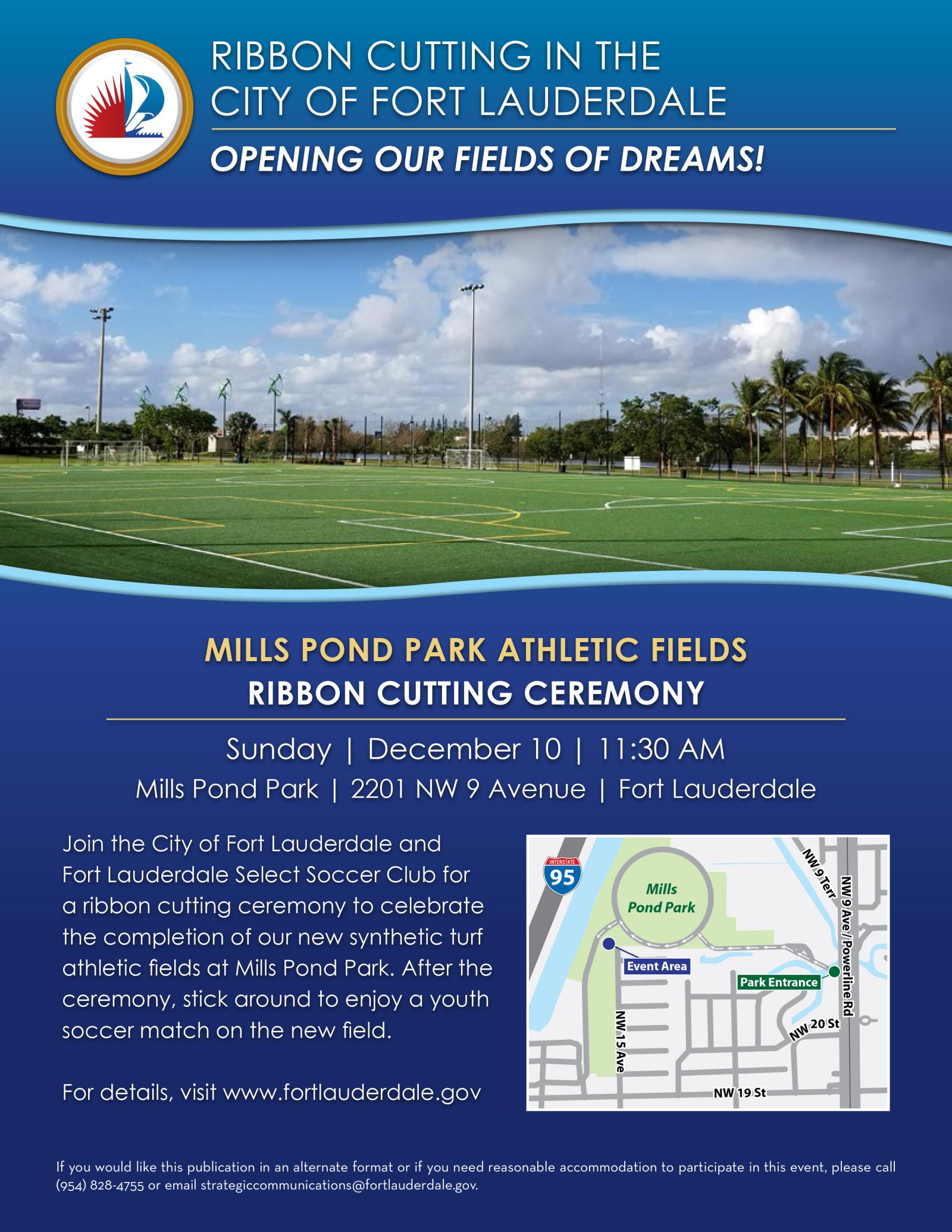 Mills Pond Park Athletic Fields Ribbon Cutting 12-10-17