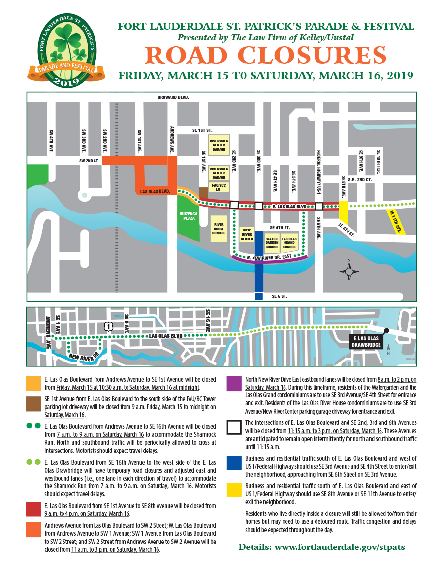 2019 St Pats Road Closure Map 03-16-19