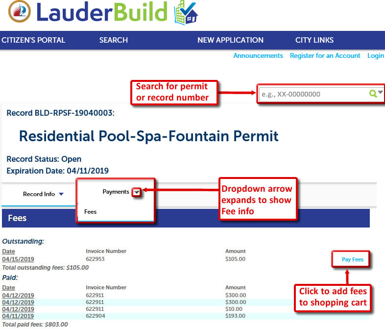 LauderBuild Pay Fees