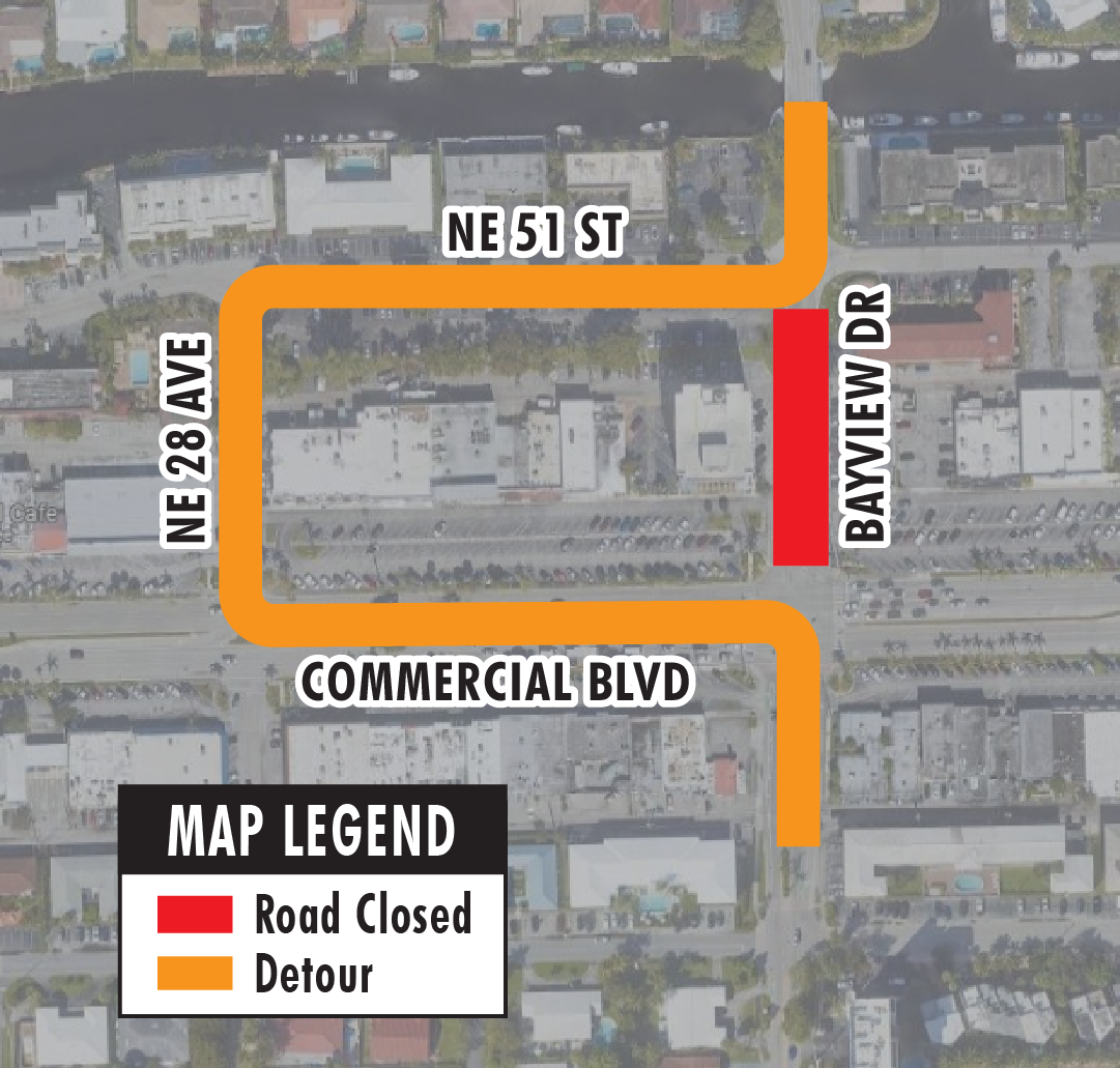 8605 Bayview Dr Gravity Sewer Main Detour Map_02022024